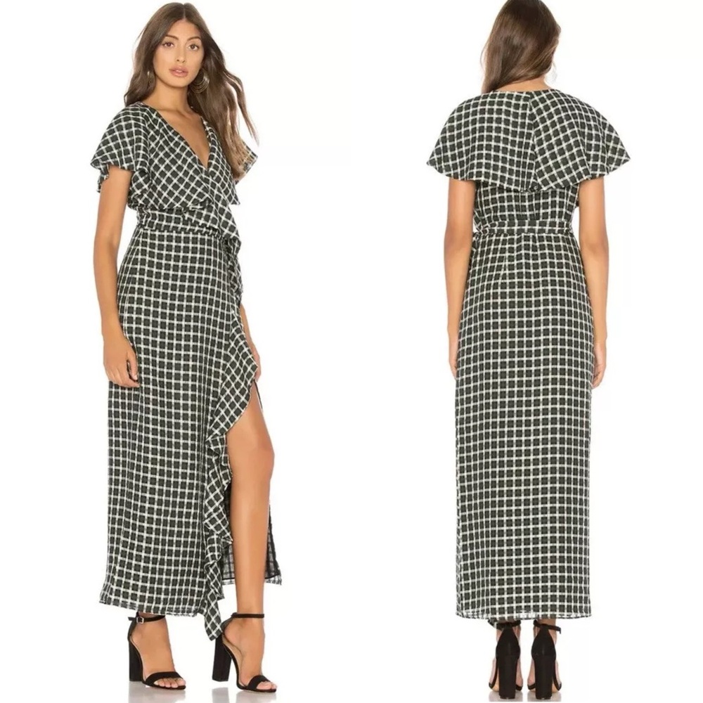 Tularosa | Mila Plaid Wrap Maxi Dress in Green Medium